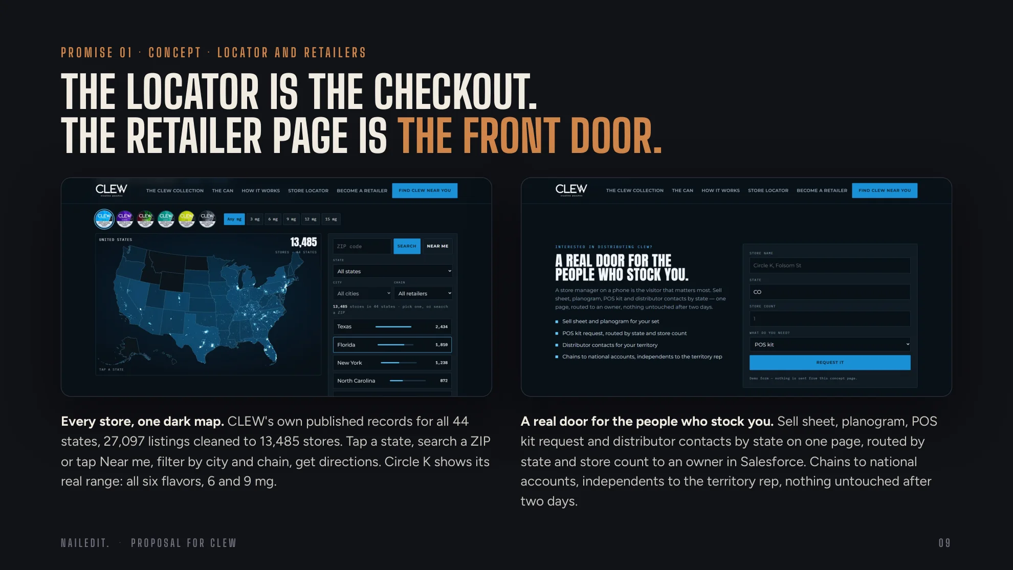 Concept store locator map and retailer page