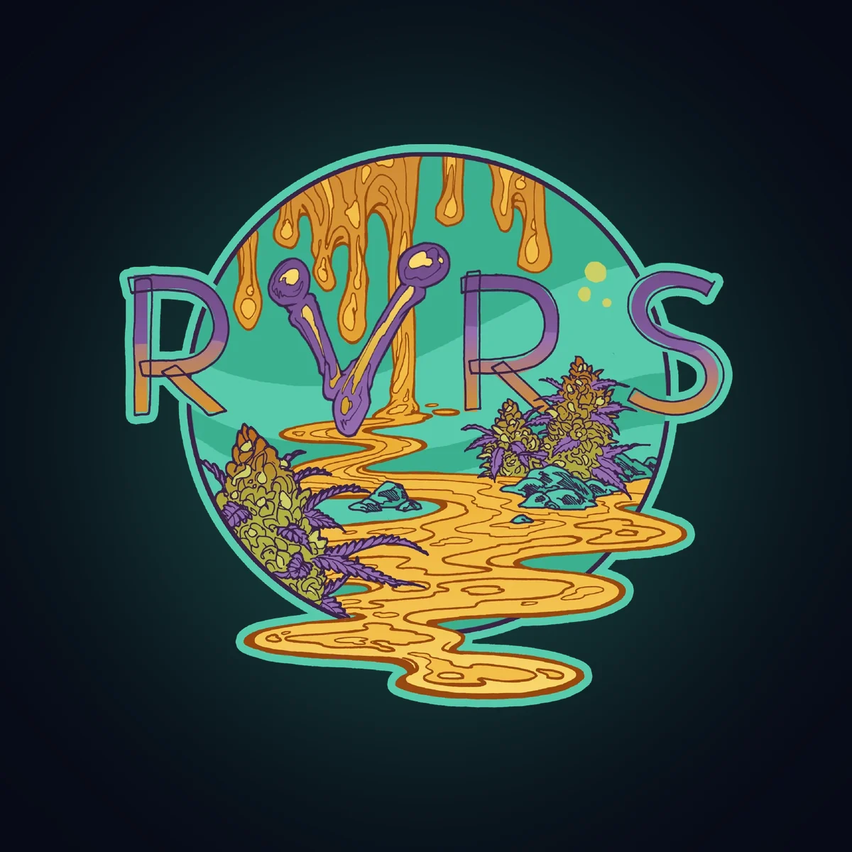 RVRS rosin jars stacked in a pyramid beside the RVRS mark, with the line Rare value, rich selection